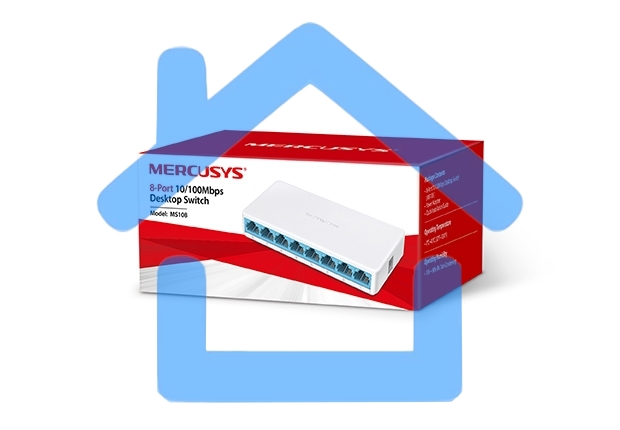 Коммутатор Mercusys MS108, 8 портов Ethernet 100 Мбит/с