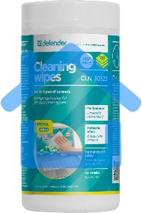 Чистящие салфетки Defender для экранов всех типов / нетканый материал / антистатик / туба /100 шт/ Россия.