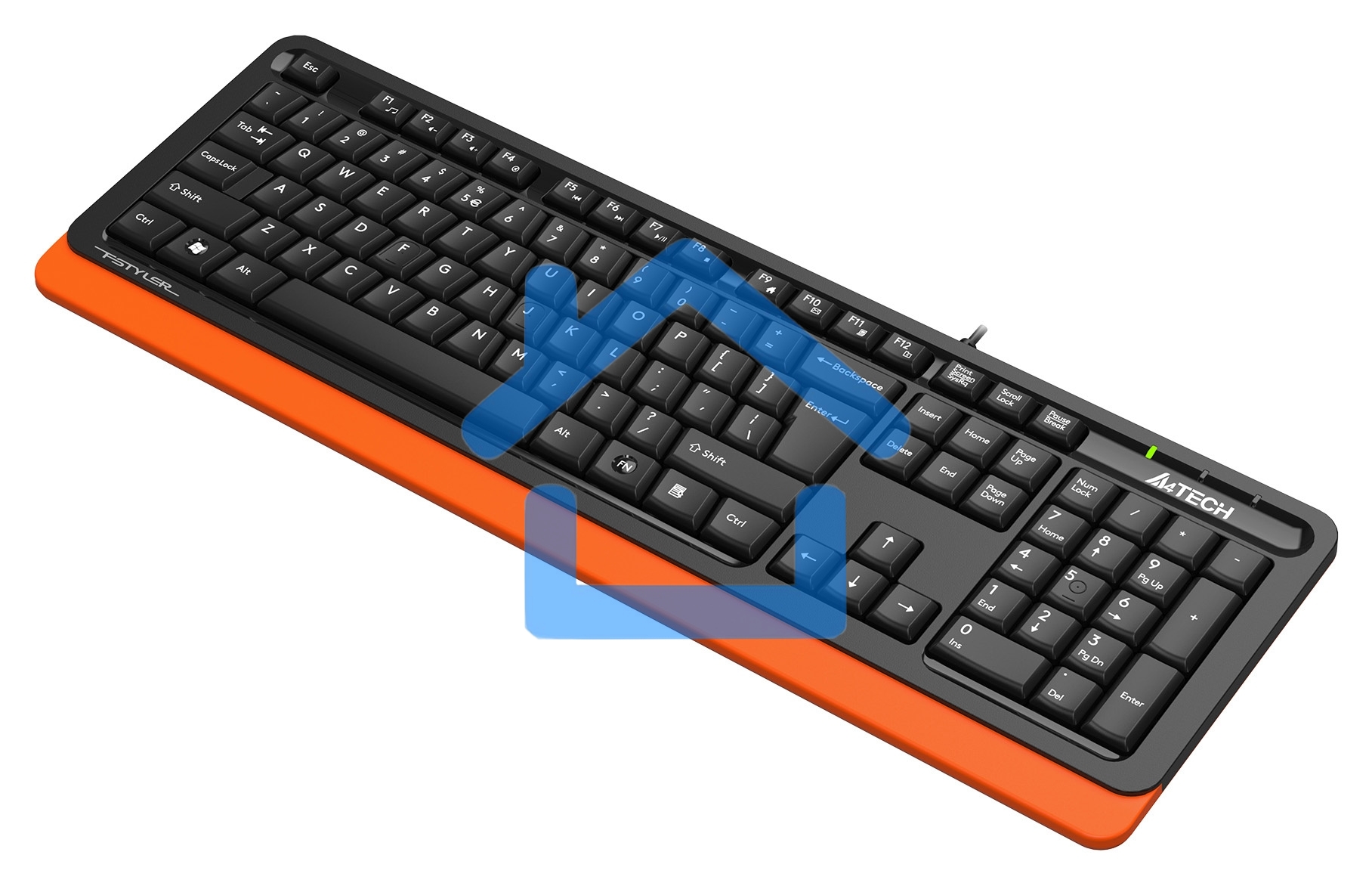 Клавиатура A4Tech Fstyler FKS10 проводная, USB, черный/оранжевый