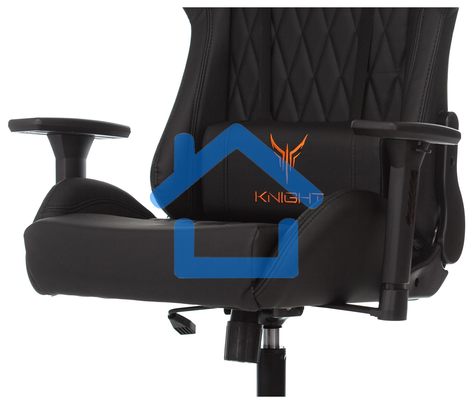 Кресло игровое Knight ARMOR черный, ромбик, эко.кожа, с подголовником, крестовина металл