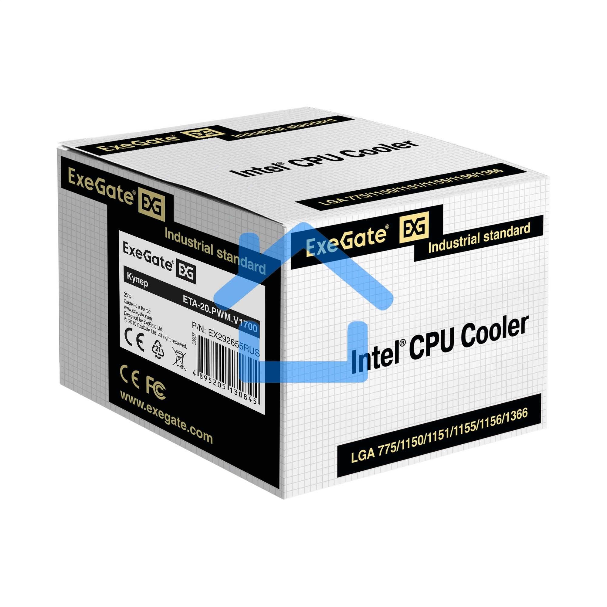 Кулер для процессора ExeGate ETA-20.PWM.V1700 серебристый, 90 мм, алюминий, 2600 об/мин, 23.5 дБ, 4 pin, 90 Вт, 60 мм