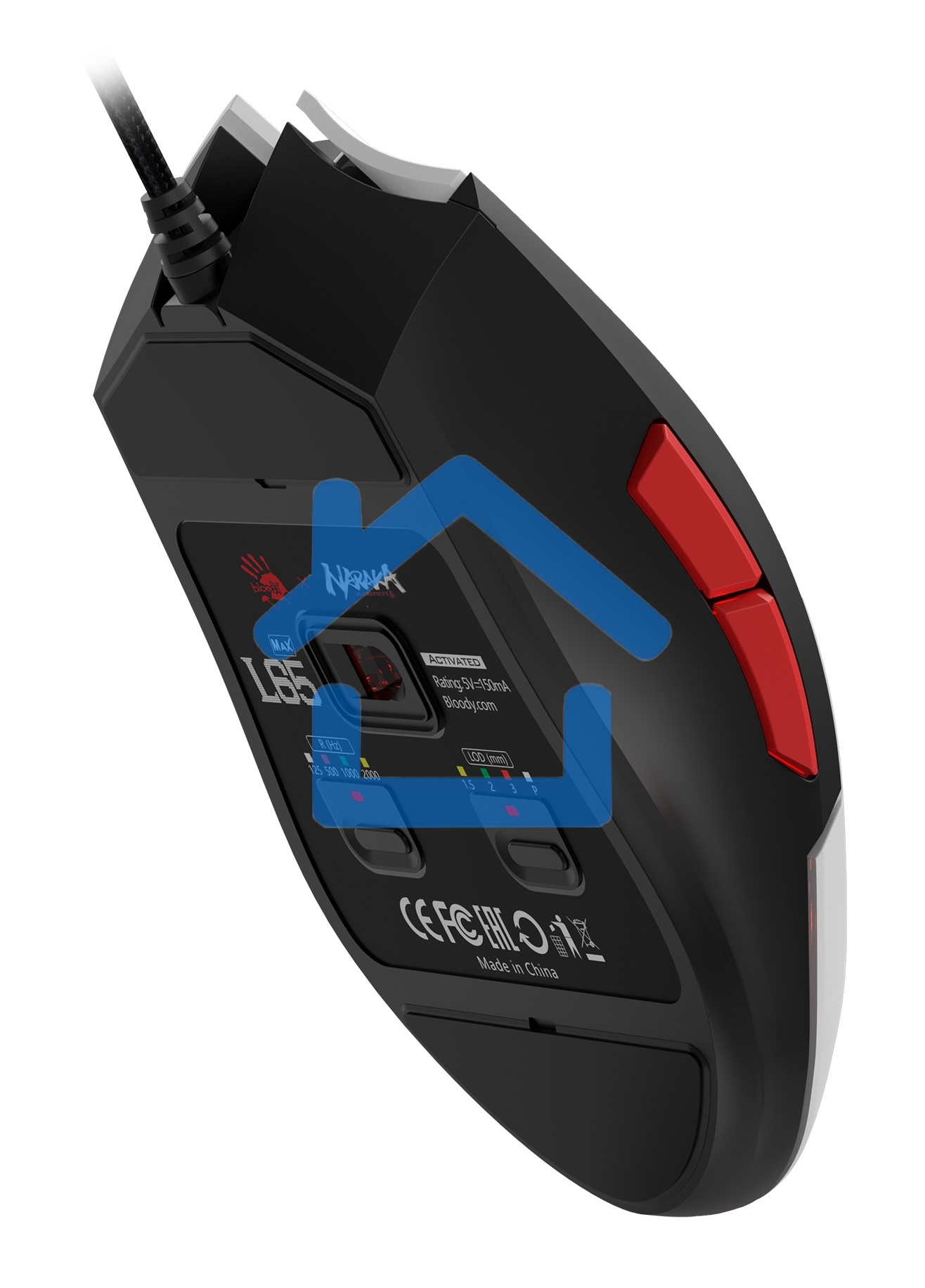 Мышь проводная A4Tech Bloody L65 Max белый, 12000 dpi, USB, кнопки - 7