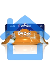 Диск DVD-R Verbatim 4.7Gb 16x Cake Box (25шт) Printable (43538)