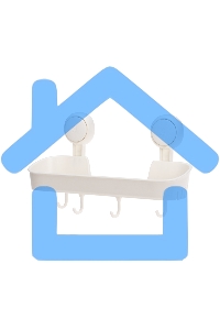 Полка для ванной и кухни HALSA HLS-F-107W с крючками на вакуумной присоске