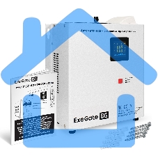 Стабилизатор напряжения настенный/напольный ExeGate Master Turbo AVS-15000M (15000ВА, вход 100-265В, цветной дисплей, выход 220В±8%, КПД 98%, 5 уровней защиты, задержка, усиленный метал.корпус, 1*Schuko+клем.колодка, RTL)