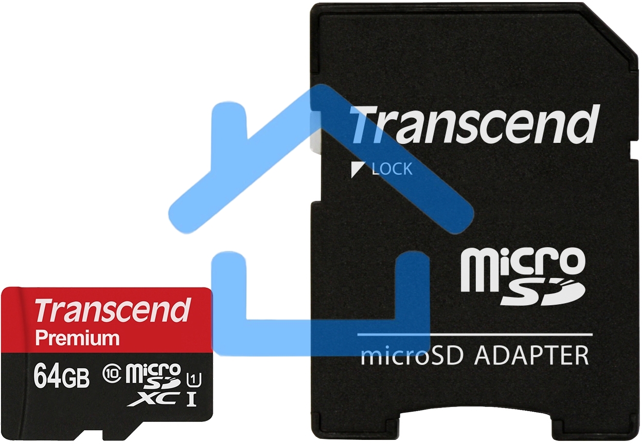 Флеш карта microSDXC 64Gb Class10 Transcend TS64GUSDU1 + adapter