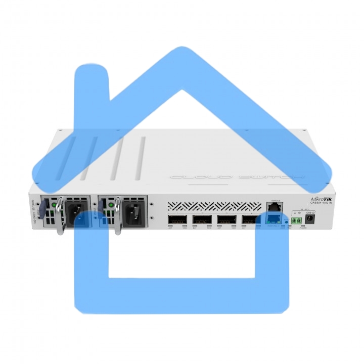 Коммутатор Mikrotik CRS504-4XQ-IN, 1x10Base-T/100Base-TX, 4xQSFP28, Switching capacity 800 Gbps