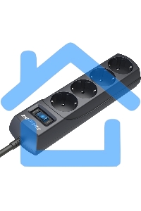 Сетевой фильтр ZIS Pilot m Max 4 розетки (евро с заземлением), 15А/3.3кВа, автомат, 3 м, черный Surge protector Pilot m Max 4 euro outlets, 15А/3.3кВа, 3m, black