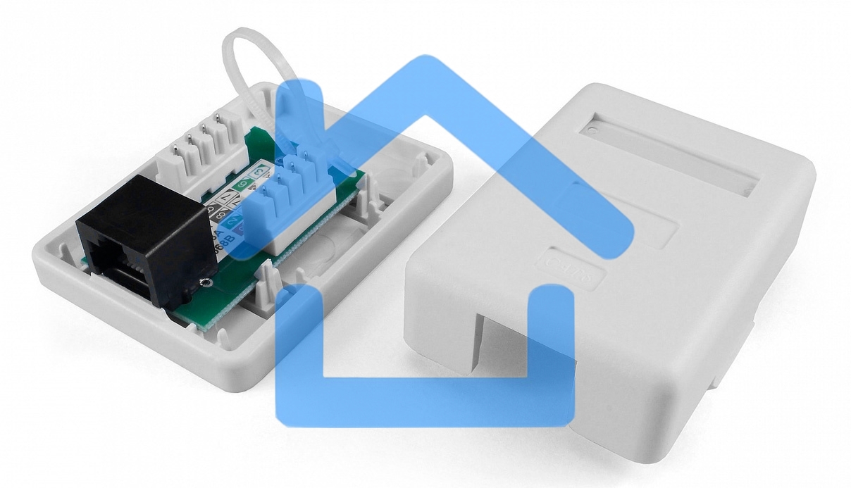 Розетка компьютерная Hyperline SB1-1-8P8C-C5e-WH RJ-45(8P8C), категория 5e, одинарная, внешняя, Dual IDC