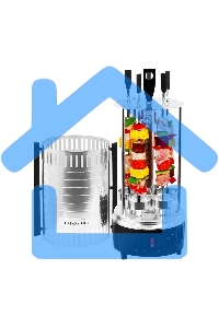 Электрошашлычница Galaxy Line GL 2610, серый, 1000 Вт, 5 шампуров из высококачественной нержавеющей стали, автоматическое вращение шампуров на 360°, долговечный керамический нагревательный элемент, защитный кожух из пищевого алюминия