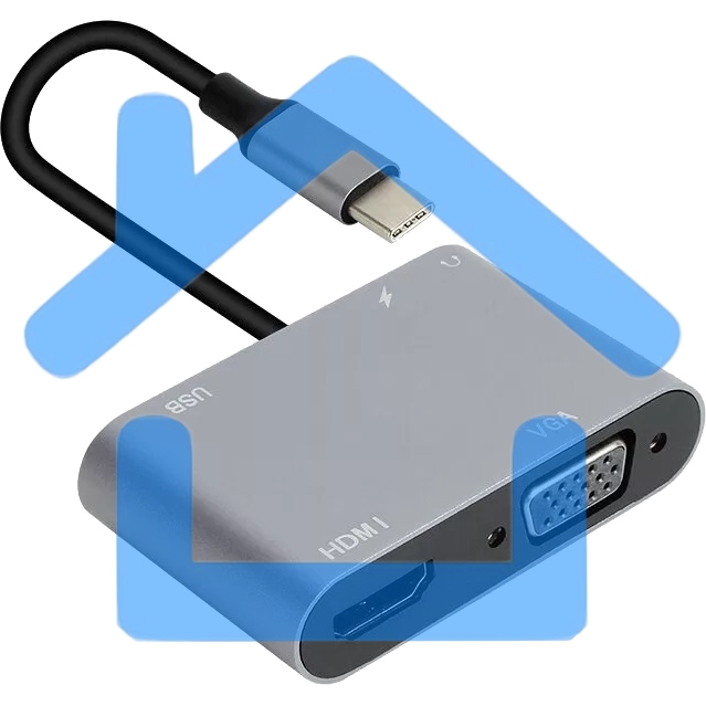 Адаптер USB Type-Cm-->VGA, HDMI 4k*30Hz, USB3.0, PD, Audio,iOpen (Aopen/Qust/VCOM)