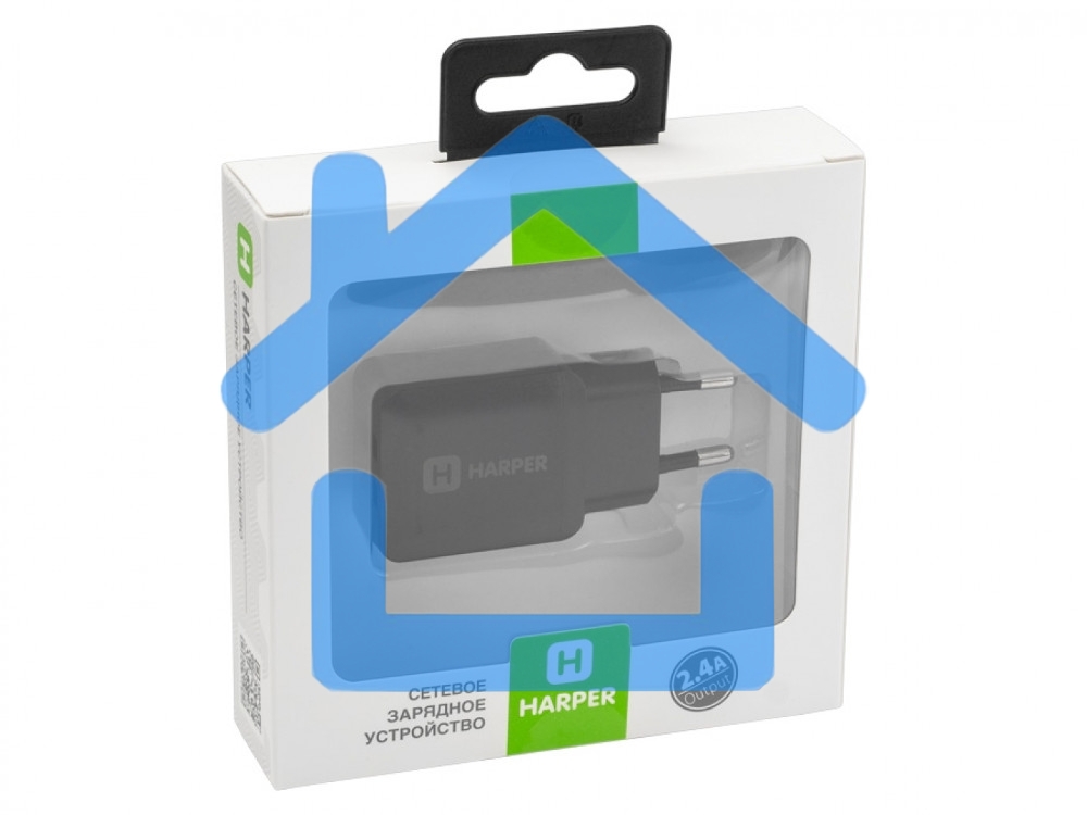 Сетевое зарядное устройство Harper WCH-8220 BLACK 2xUSB 2.4A