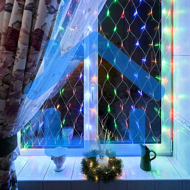 Гирлянда Neon-night Сеть с контроллером 1.5х1.5м 150 LED мульти. прозрачный провод 12Вт 220В IP20