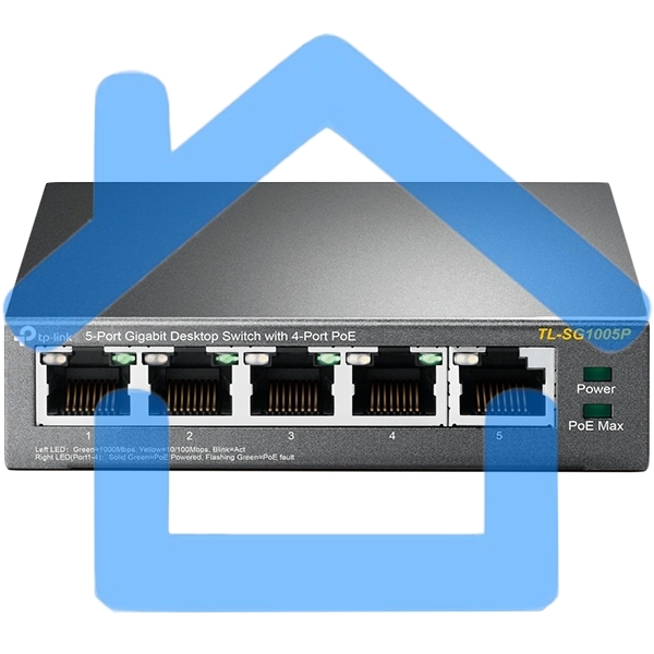 Коммутатор TP-Link SMBTL-SG1005P 5-портовый гигабитный настольный коммутатор с 4 портами PoE SMB 56W