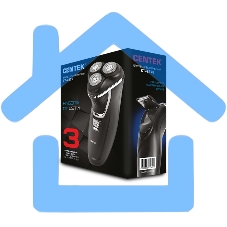 Электробритва Centek CT-2176 черный/хром ротор, 3 плавающие головки, аккумулятор + работа от сети, триммер