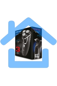 Электробритва Centek CT-2176 черный/хром ротор, 3 плавающие головки, аккумулятор + работа от сети, триммер