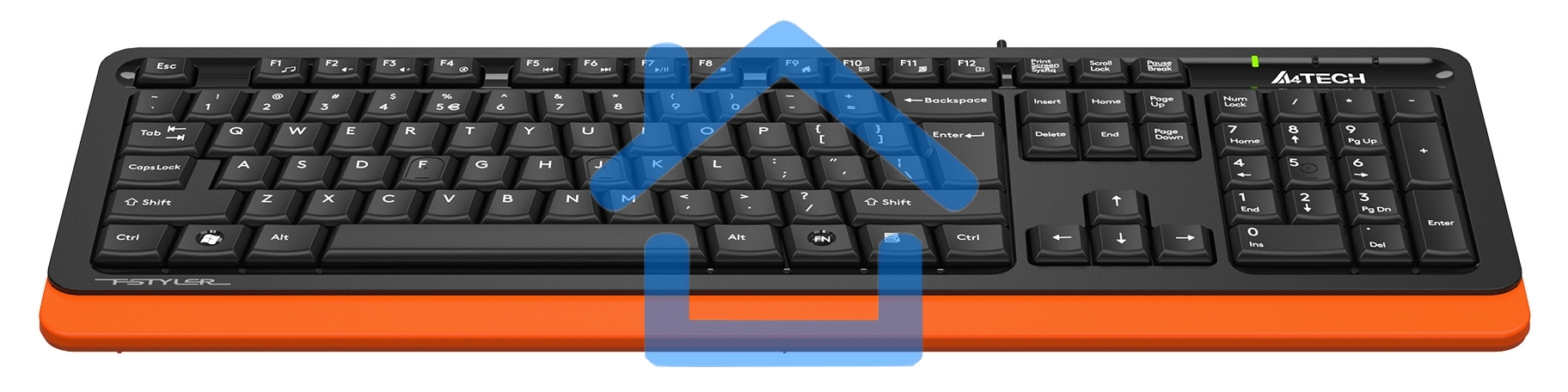 Клавиатура A4Tech Fstyler FKS10 проводная, USB, черный/оранжевый