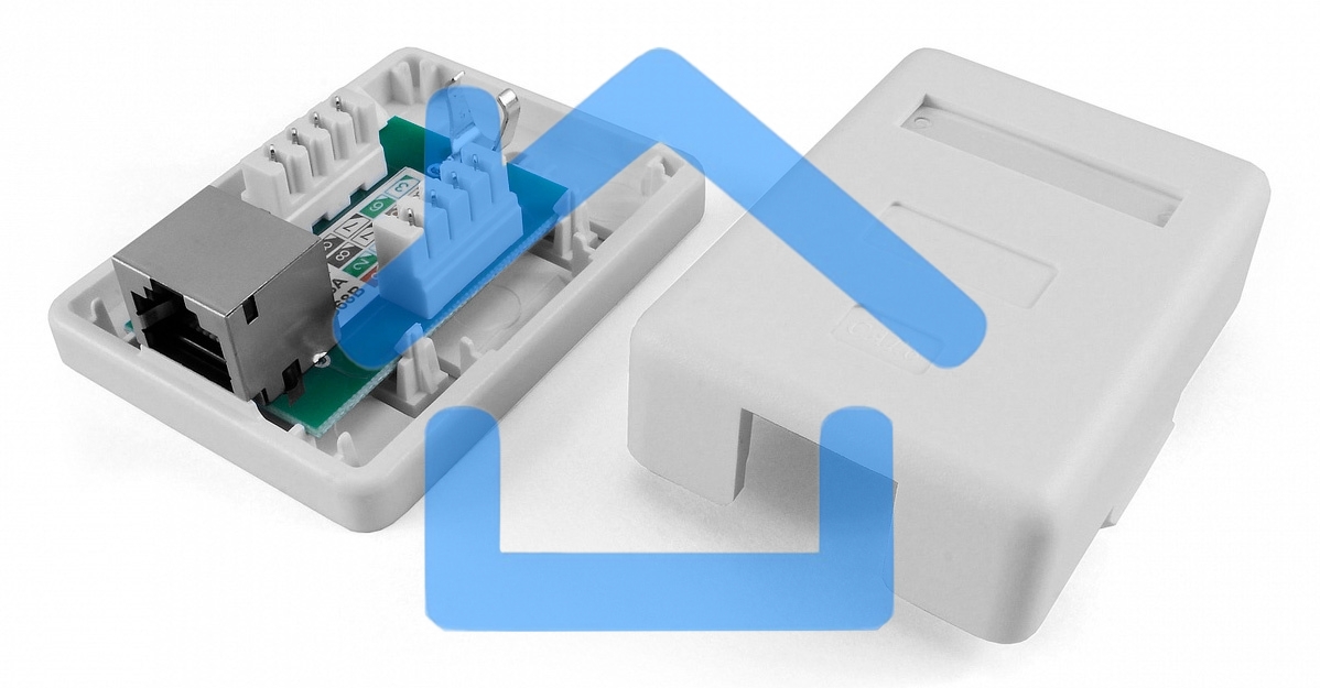 Розетка компьютерная Hyperline SB1-1-8P8C-C5e-SH-WH RJ-45(8P8C), категория 5e, экранированная, одинарная, внешняя, Dual IDC
