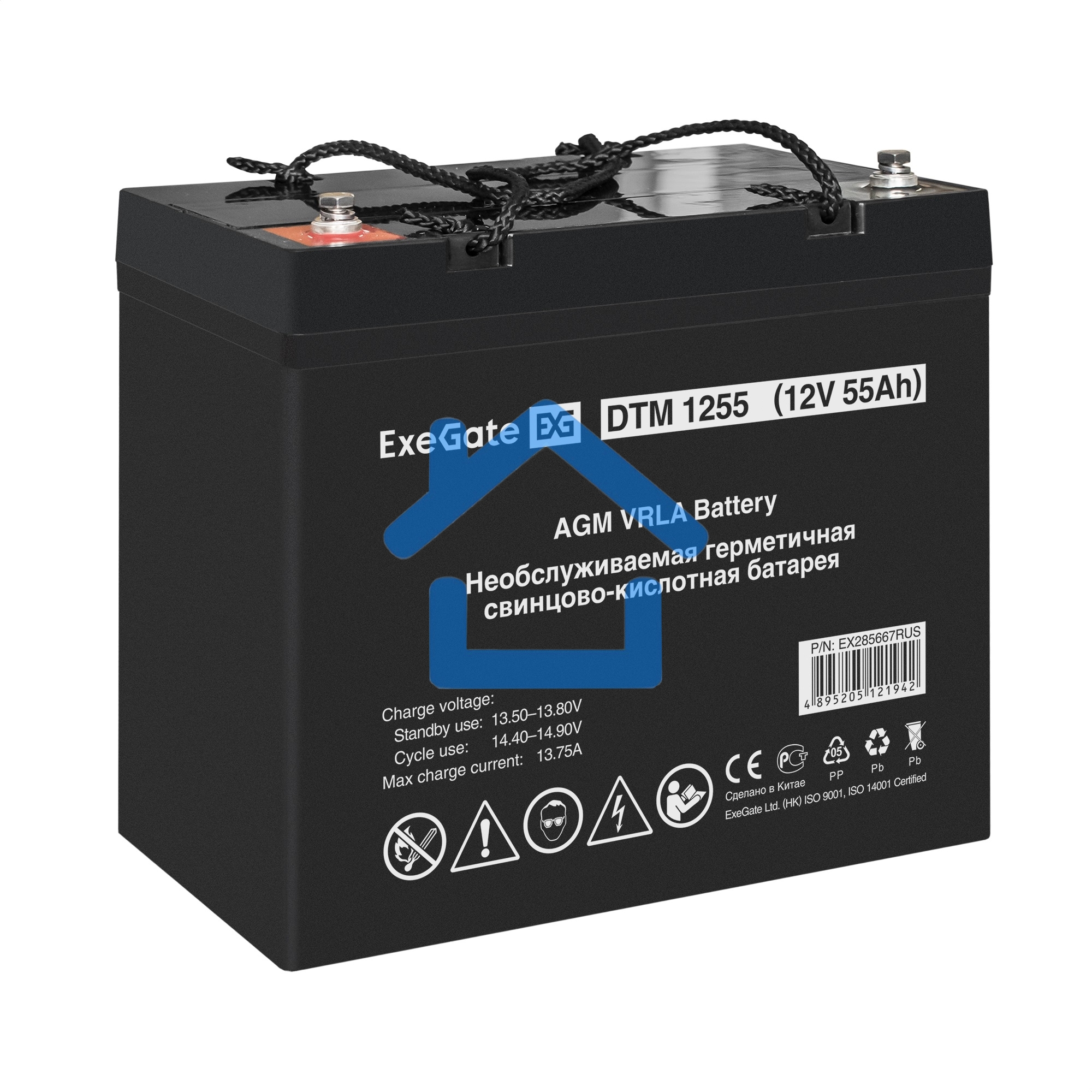Комплект ИБП EX296004RUS + батарея 55Aч EX285667RUS 4шт (инвертор, синус, для котла, настенный) ExeGate FineSine SX-5000.LCD.AVR.2SH.T <5000VA/3500W, чистая синусоида, цветной LCD-дисплей, AVR, 2*Schuko+клеммы, линейно-интерактивный, крепление настенное, 