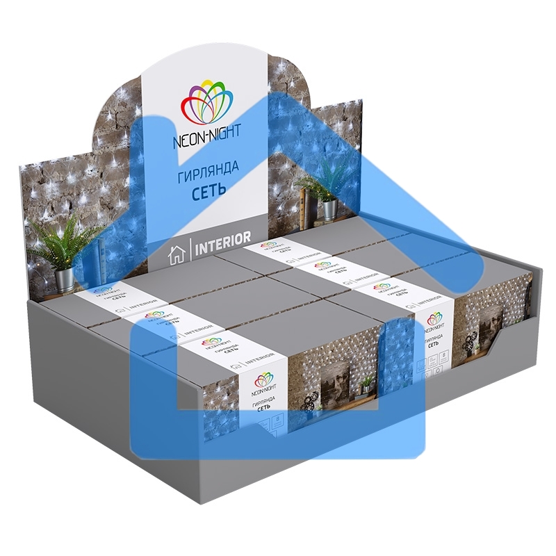 Гирлянда Neon-night Сеть с контроллером 1.5х1.5м 150 LED мульти. прозрачный провод 12Вт 220В IP20