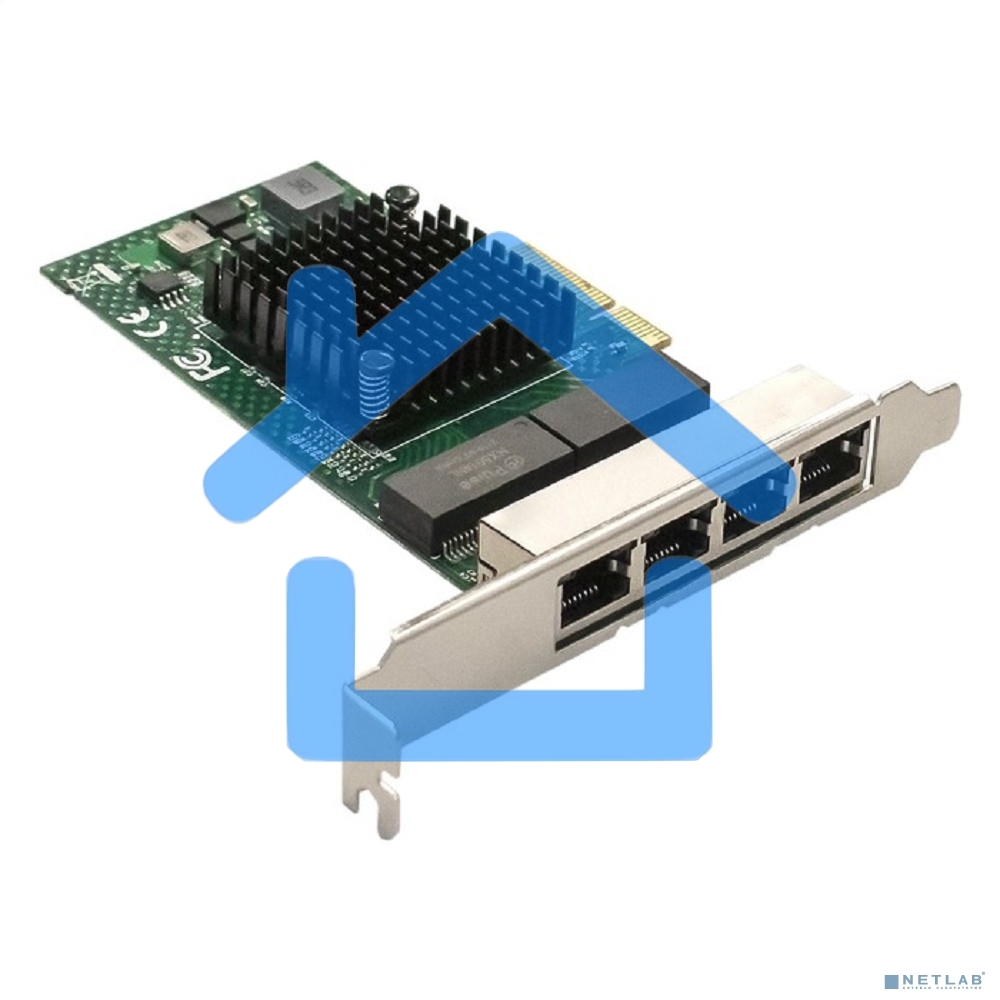 Сетевой адаптер ExeGate EXE-BCM5719 (PCI-E x4 v2.0, порты 4xRJ45, 10/100/1000Mbps, Gigabit Chipset Broadcom BCM5719)