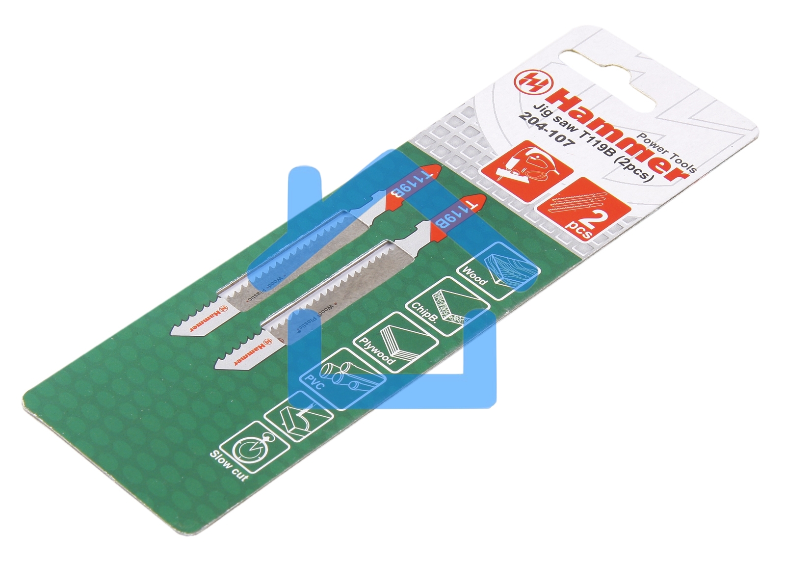 Пилка для лобзика Hammerflex 204-107 JG WD-PL T119B (2pcs) мягк.др\пл, 67мм, шаг 1.9-2.3, HCS, 2шт