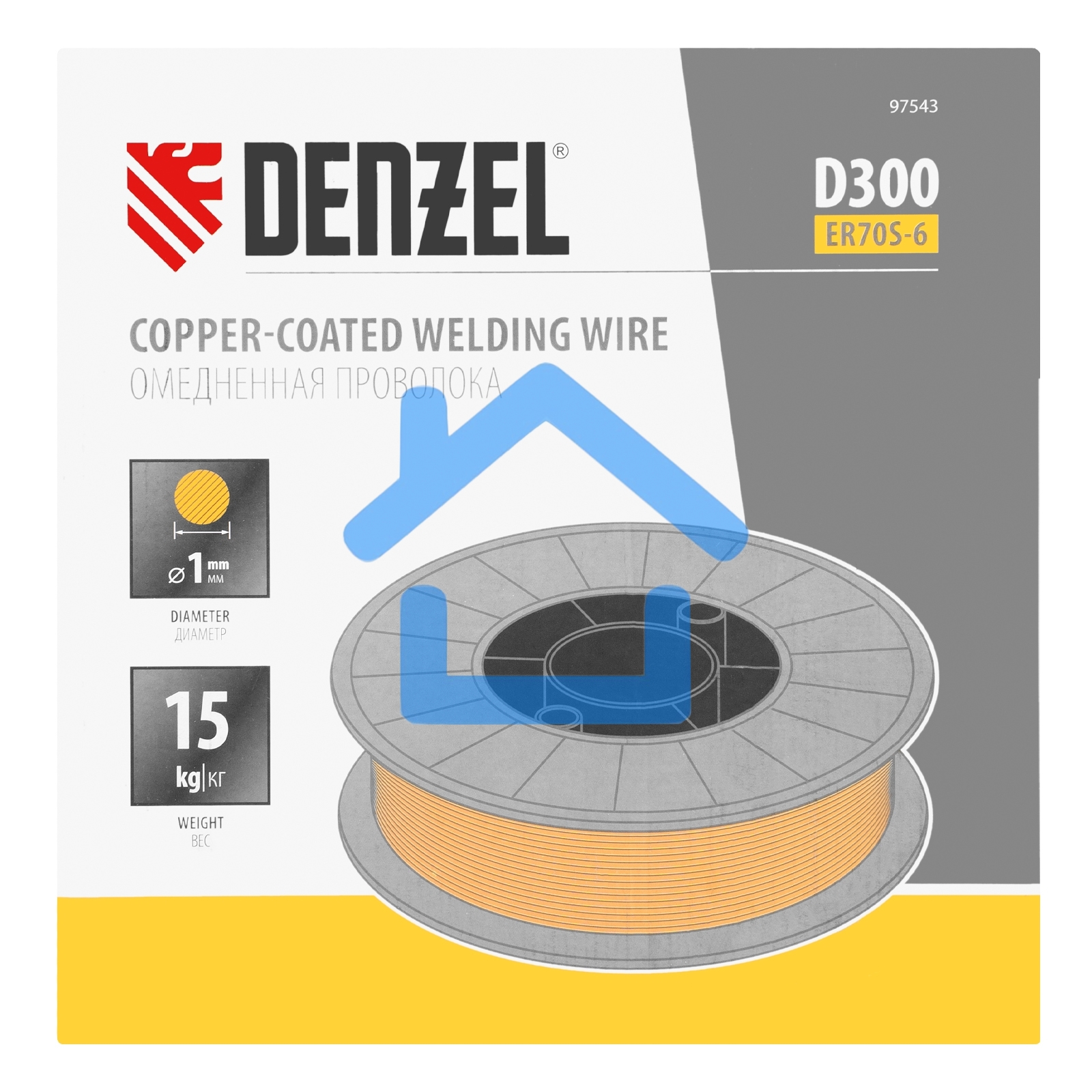 Омедненная проволока Denzel ER70S-6, диам. 1 мм, 15 кг, диам. катушки D300