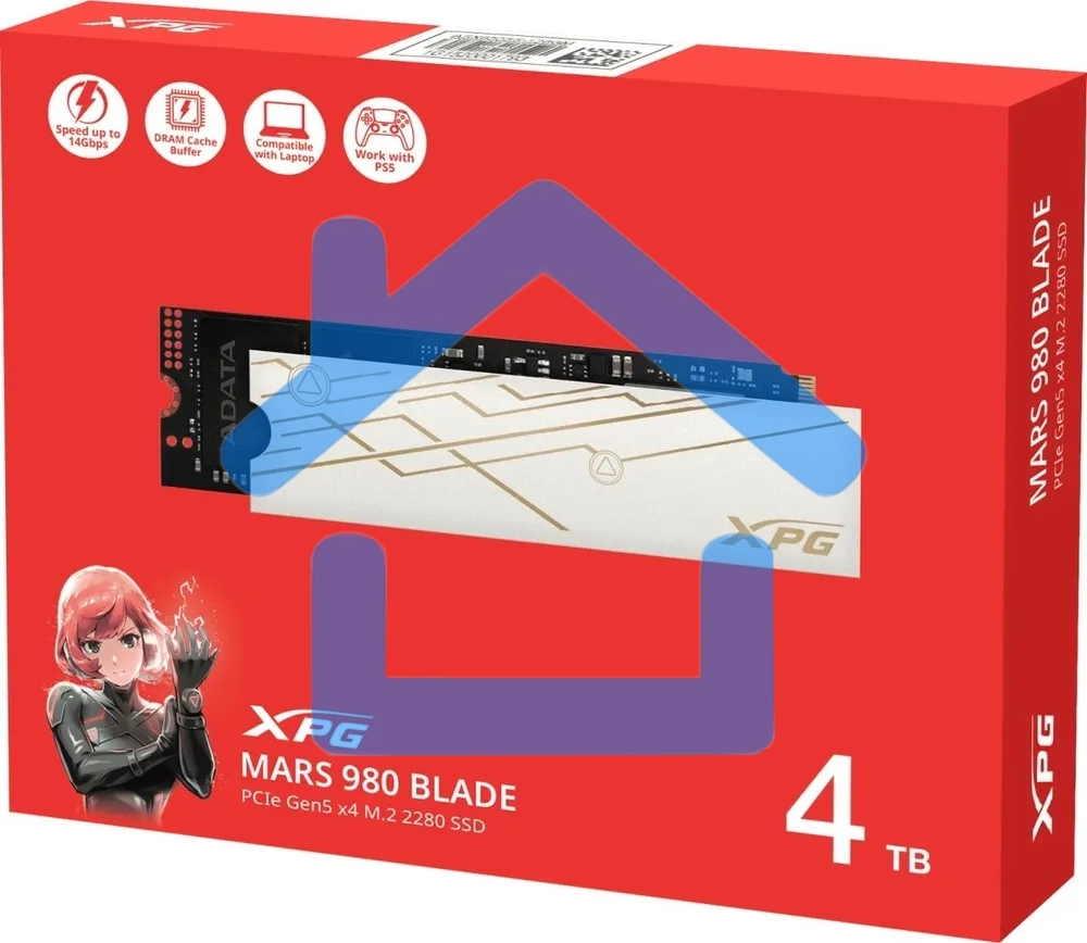 Твердотельный диск 4Tb ADATA XPG MARS 980 BLADE, M.2 2280, PCI-E 5x4, R/W -14000/13000 MB/s 3D-NAND