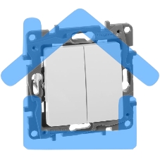 Выключатель двухклавишный 10AX винтовые зажимы ETIKA, белый