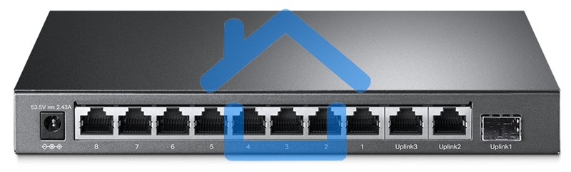 Коммутатор TP-Link 8-port 10/100Mbps Unmanaged PoE switch, 2 Gb RJ45 + 1 Gb SFP uplinks, PoE budget up to 124W