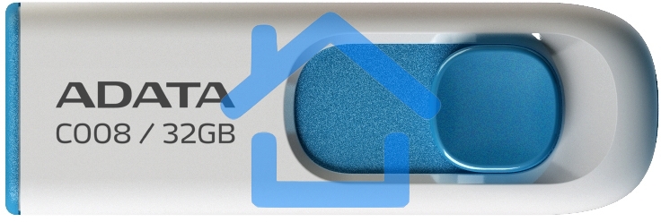 Флешка USB ADATA C008 (AC008-32G-RWE), 32Gb, USB 2.0, R/W 15/5, белый / синий