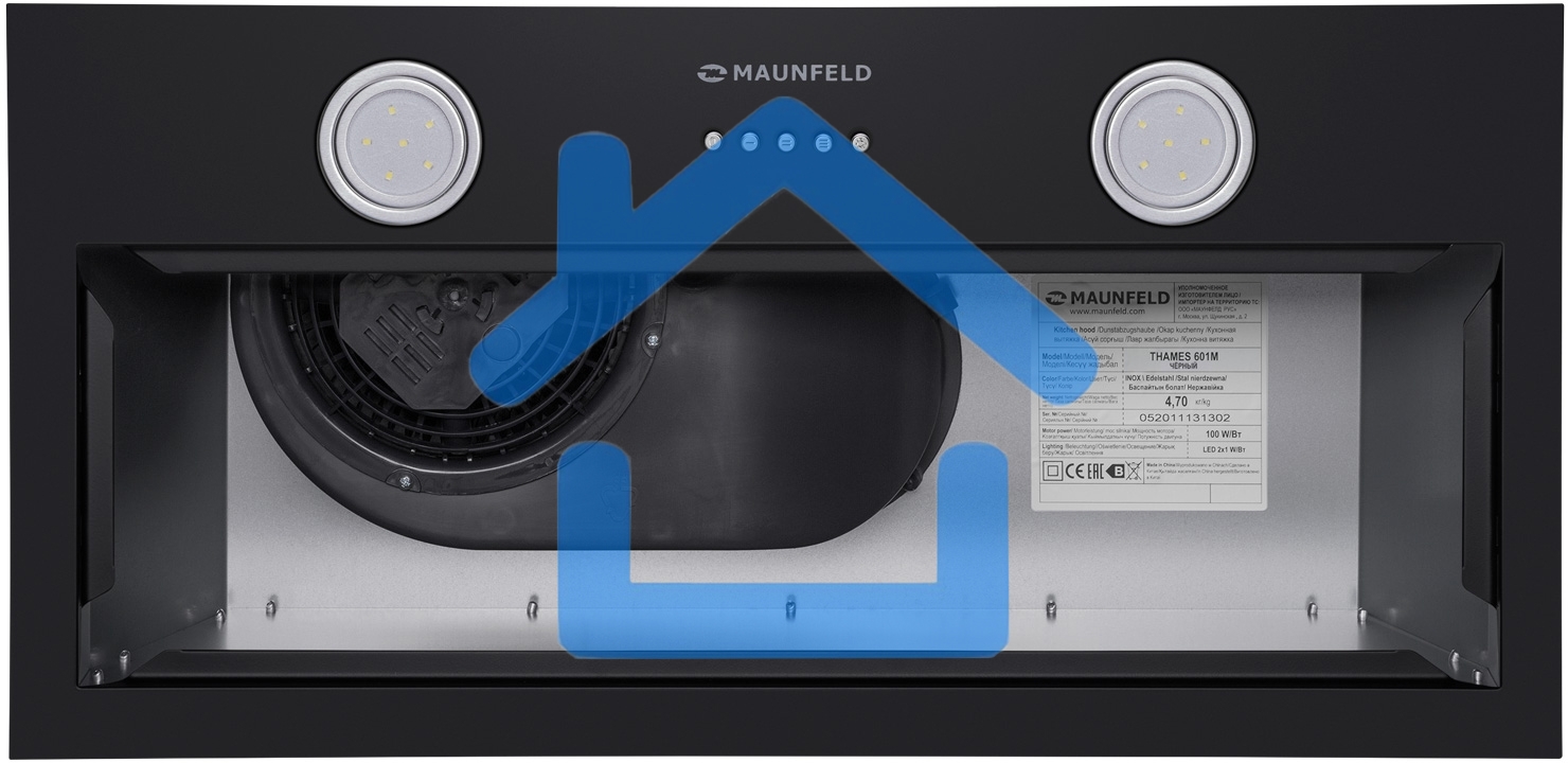 Вытяжка встраиваемая Maunfeld Thames 601M черный, 60 см, 520 куб. м/ч, 45 дБ