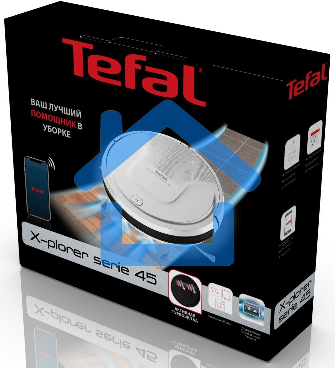 Робот-пылесос Tefal RG8227WH белый, 2600 мА·ч Li-Ion, уборка сухая, пылесборник контейнер 0.44 л