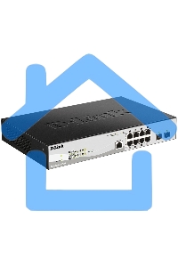 Коммутатор D-Link DGS-1210-10P/ME/B1A Управляемый 2 уровня с 8 портами 10/100/1000Base-T с поддержкой PoE и 2 портами 1000Base-X SFP