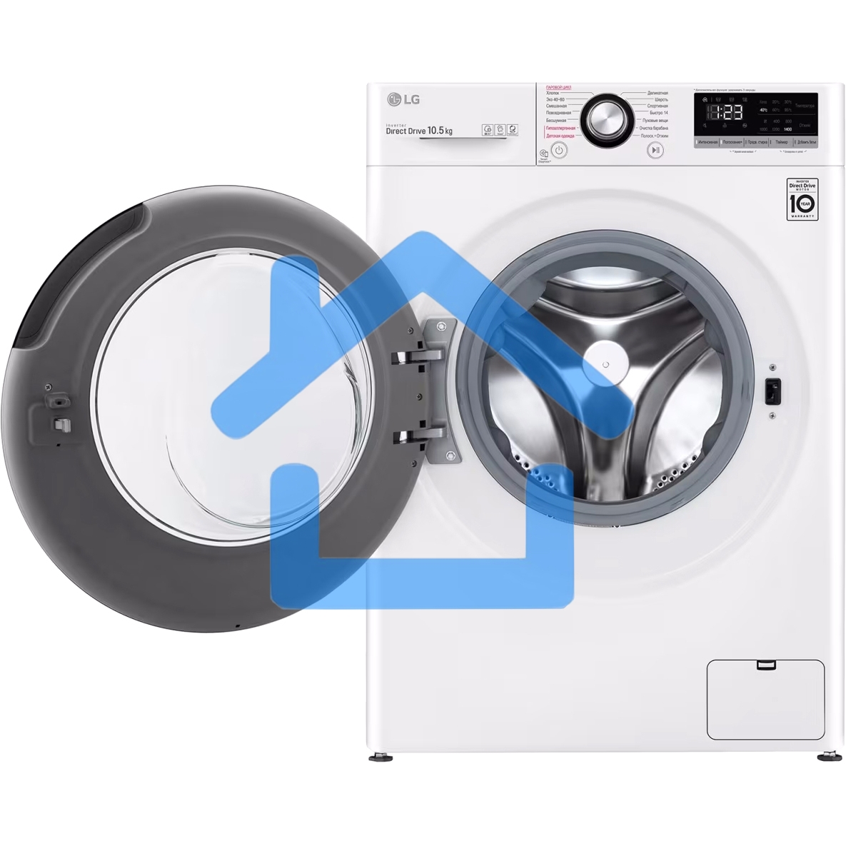 Стиральная машина LG TW4V3RS6W белый, загрузка фронтальная 10,5 кг, 1400 об/мин., класс: А