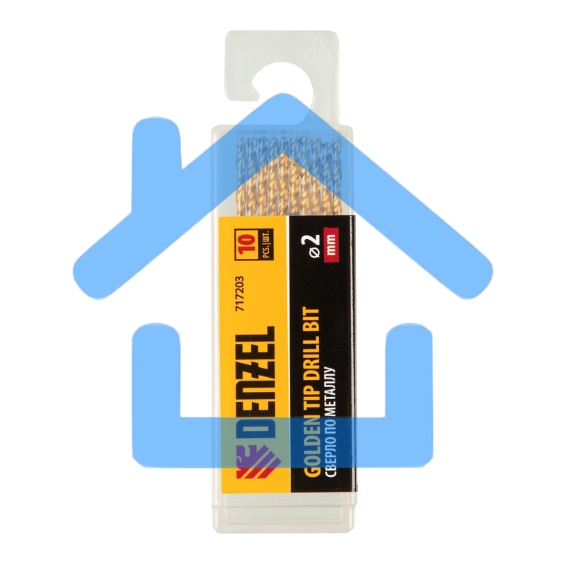 Сверло по металлу, 2 мм, HSS-Tin, Golden Tip, 10 шт. Denzel