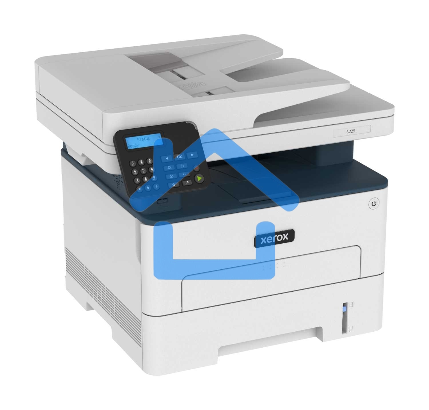 МФУ лазерное Xerox B225 (B225V_DNI), A4, ч/б, печ. до 34 стр/мин., скан. до 23 стр/мин. (ч/б) 7 стр/мин. (цвет), 600x600dpi, USB, RJ-45, Wi-Fi