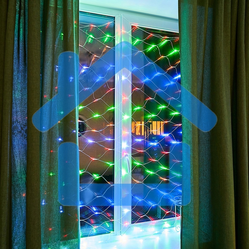 Новогодние светоукрашения Гирлянда - сеть 1,8х1,5м, прозрачный ПВХ, 180 LED Мультиколор 215-139