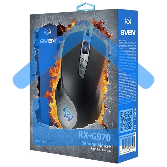 Мышь проводная SVEN RX-G970 черный, 4000 dpi, USB, кнопки - 7