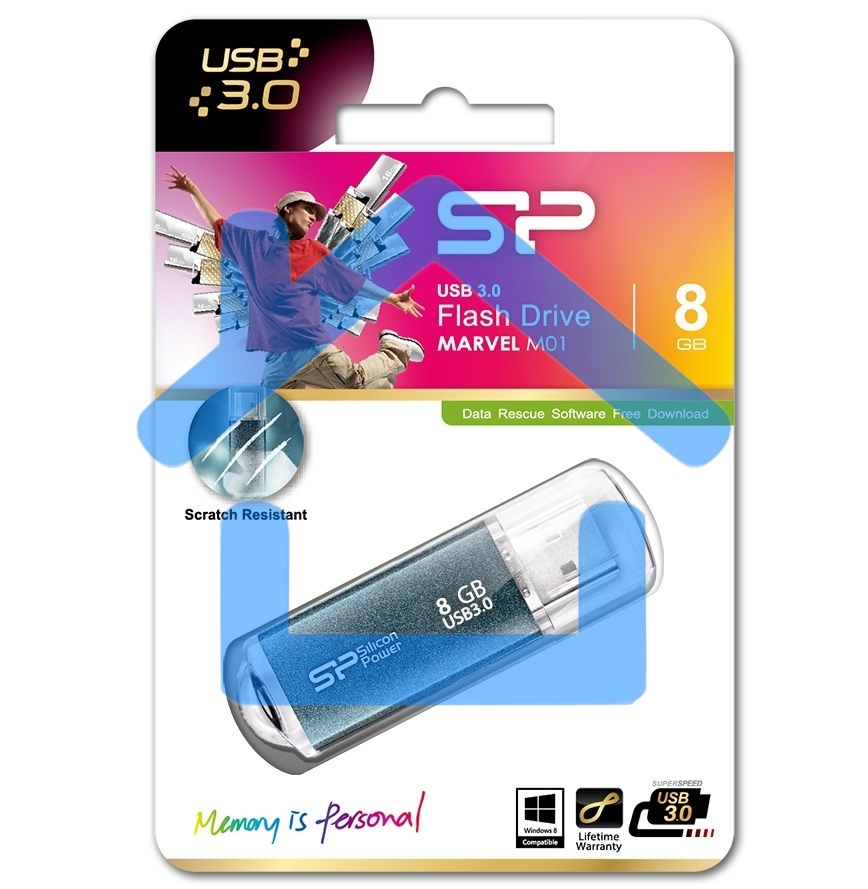 Флешка USB R/W Silicon Power R/W 8Gb Marvel M01 SP008Gb,UF3M01V1B USB3.0 синий