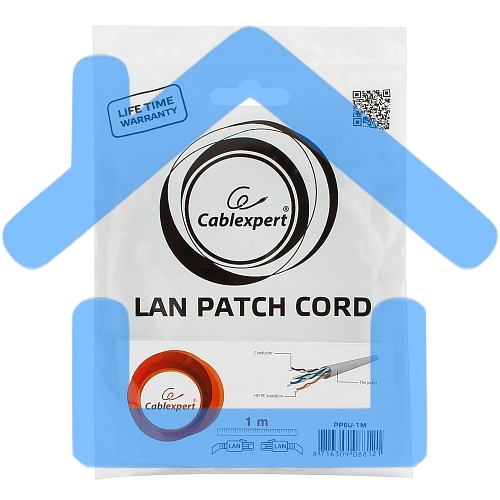 Патч-корд UTP Cablexpert PP6U-1M кат.6, 1м, литой, многожильный (серый)