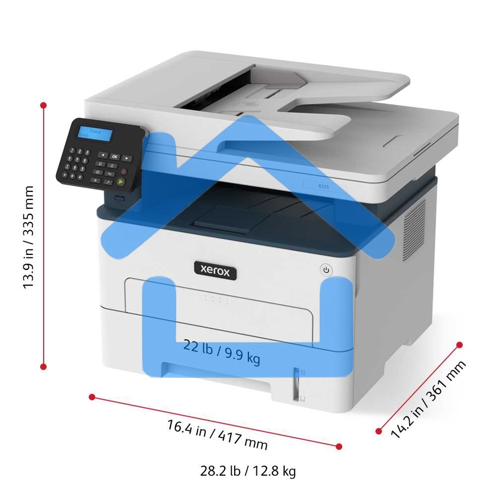 МФУ лазерное Xerox B225 (B225V_DNI), A4, ч/б, печ. до 34 стр/мин., скан. до 23 стр/мин. (ч/б) 7 стр/мин. (цвет), 600x600dpi, USB, RJ-45, Wi-Fi