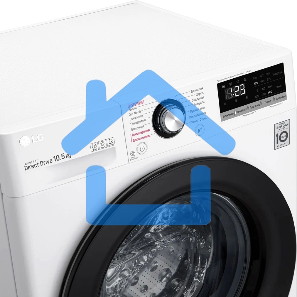 Стиральная машина LG TW4V3RS6W белый, загрузка фронтальная 10,5 кг, 1400 об/мин., класс: А