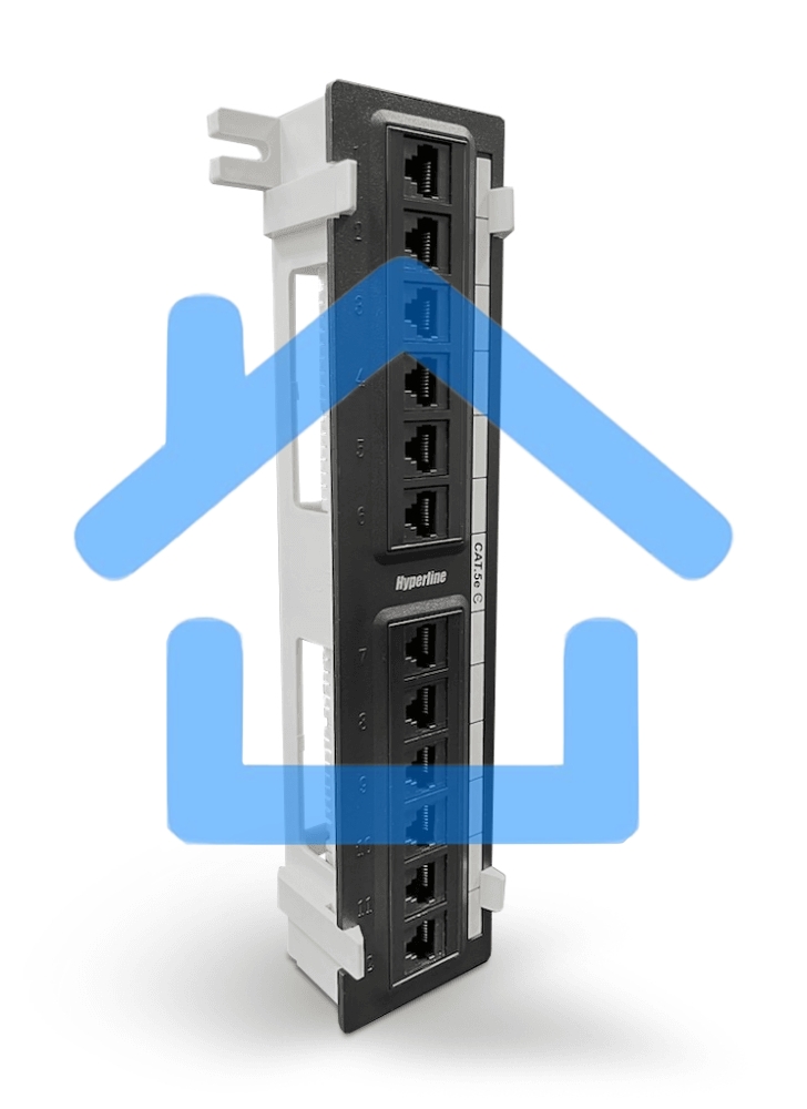 Монтажное оборудование Hyperline PPW-12-8P8C-C5e Патч-панель настенная, 12 портов RJ-45(8P8C), категория 5е, с подставкой