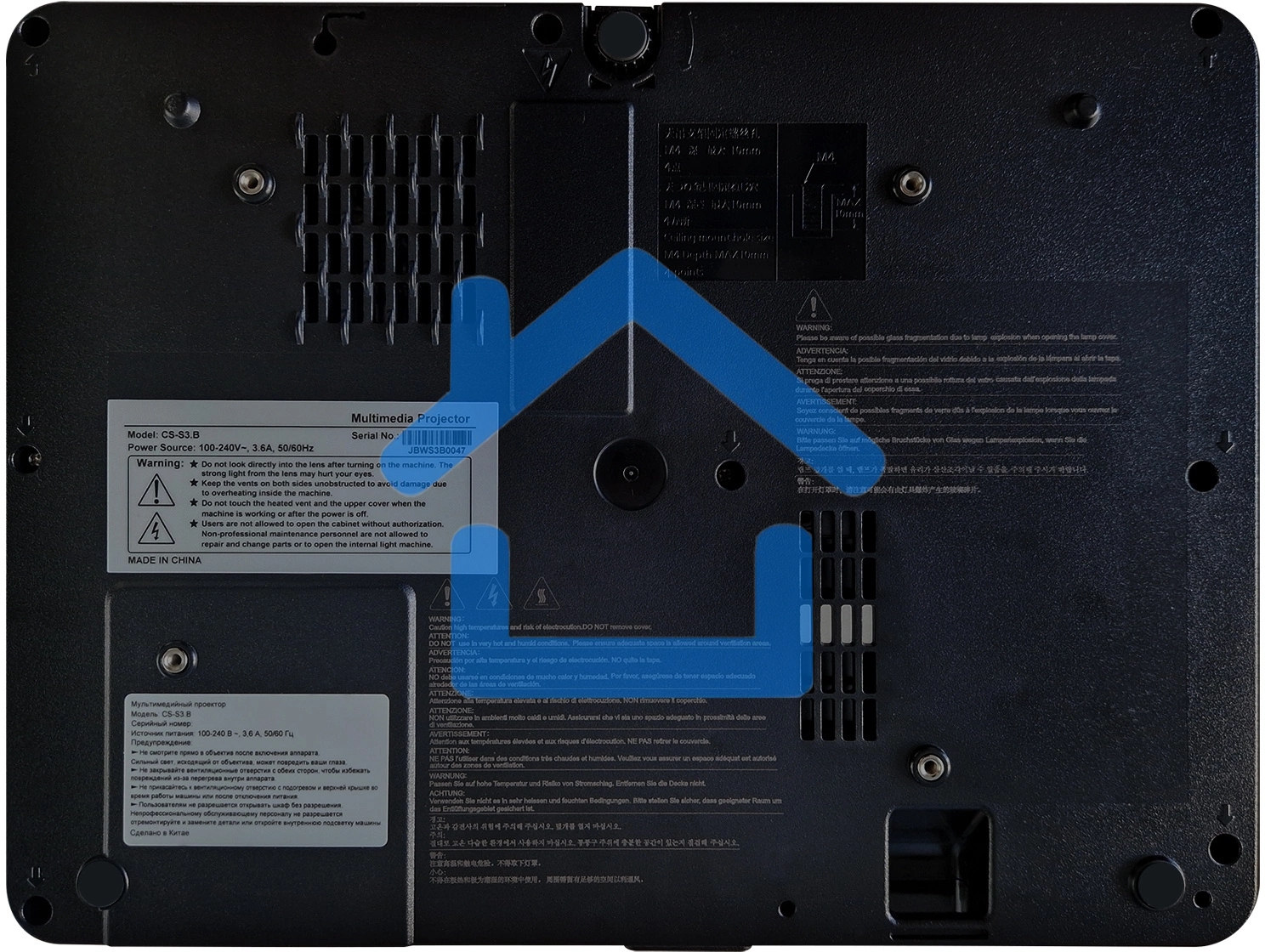 Проектор Cactus CS-S2.B 3LCD 40000Lm LS 4000Lm ANSI (1024x768) 15000:1 ресурс лампы:10000часов 1xUSB typeA 2xHDMI 4.7кг