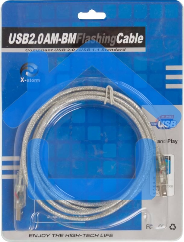 Кабель USB2.0 Ningbo USB A (m)/USB B (m) 1.8м подсветка