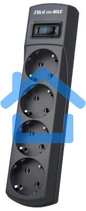 Сетевой фильтр ZIS Pilot m Max 4 розетки (евро с заземлением), 15А/3.3кВа, автомат, 3 м, черный Surge protector Pilot m Max 4 euro outlets, 15А/3.3кВа, 3m, black