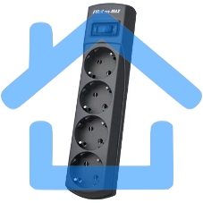 Сетевой фильтр ZIS Pilot m Max 4 розетки (евро с заземлением), 15А/3.3кВа, автомат, 3 м, черный Surge protector Pilot m Max 4 euro outlets, 15А/3.3кВа, 3m, black