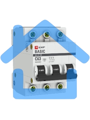 Выключатель автоматический EKF mcb4729-3-63C 3P 63А (C) 4,5кА ВА 47-29 Basic