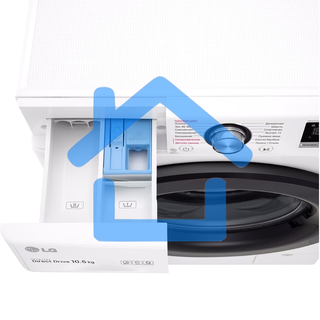 Стиральная машина LG TW4V3RS6W белый, загрузка фронтальная 10,5 кг, 1400 об/мин., класс: А